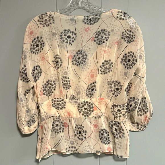 MINT Vintage 2Piece Set Silk Blouse Silk Wool Skirt Cream Dandelion Print Size 8 - Picture 3 of 15